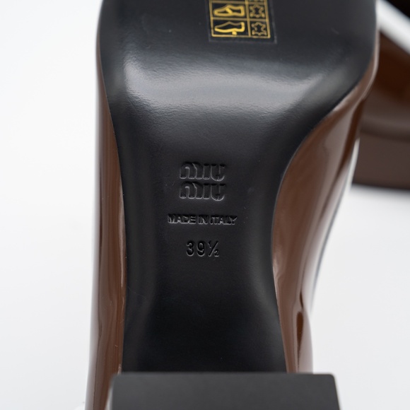 size 39.5eu 9.5 US Miu Miu Two-Tone Patent Leather Mary Jane Pumps Brown - Picture 10 of 12